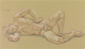 PAUL CADMUS Resting Male Nude (NM 43 b).